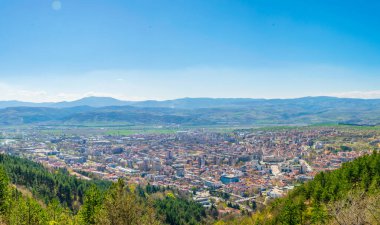 Bulgari 'deki Blagoevgrad' ın hava manzarası