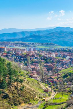 Bulgari 'deki Blagoevgrad' ın hava manzarası