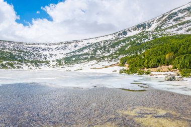 Bulgari 'deki donmuş bezbog gölü manzarası