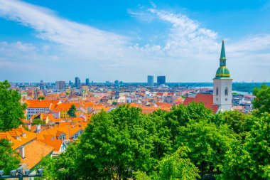 Bratislava, Slovakya 'daki Aziz Martin Katedrali' nin havadan görünüşü