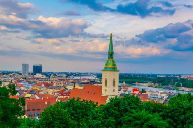 Bratislava, Slovakya 'daki Aziz Martin Katedrali' nin havadan görünüşü