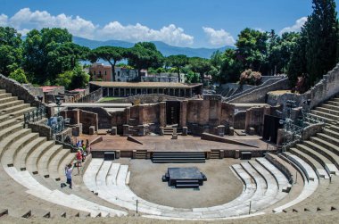 view of the ruin of amphitheatre - theatre in italian pompeii clipart