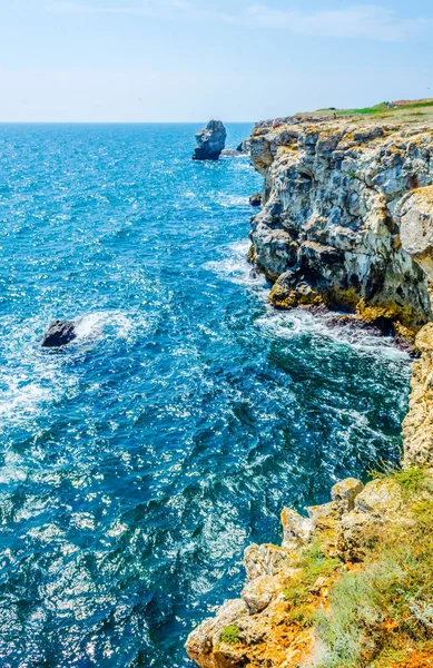 Вид Каменные Скалы Бряг Стоящие Над Черным Морем Булгари — стоковое фото