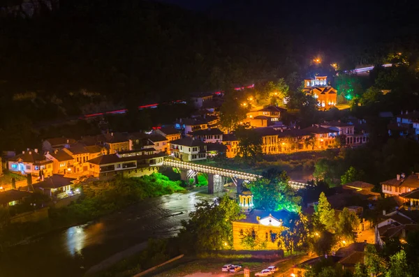 Night Aerial View Veliko Tarnovo Bulgari — Photo