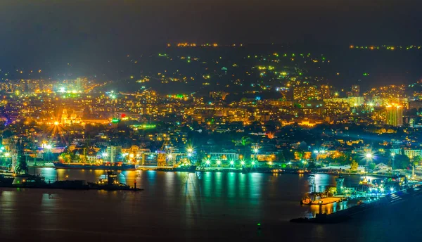 Night View Industrial Part Varna Harbor Bulgaria — Photo