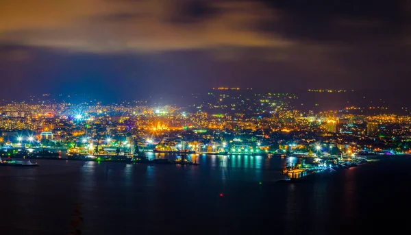Night View Industrial Part Varna Harbor Bulgaria — Foto de Stock