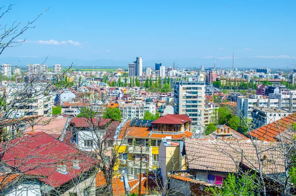 Aerial View Bulgarian City Plovdiv Which Famous Its Old Town — Stockfoto