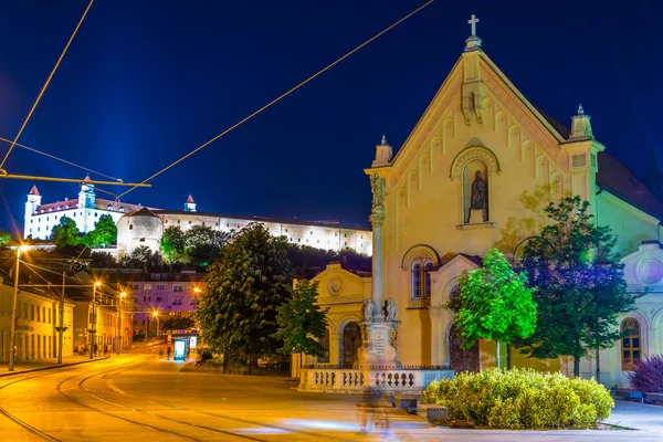 Widok Kościół Stefana Kapucyna Zamek Bratysławie Słowacja — Zdjęcie stockowe