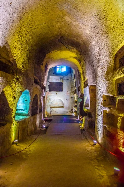 View Interior Famous Tourist Attraction Naples Catacombs Saint Gennaro — Stockfoto