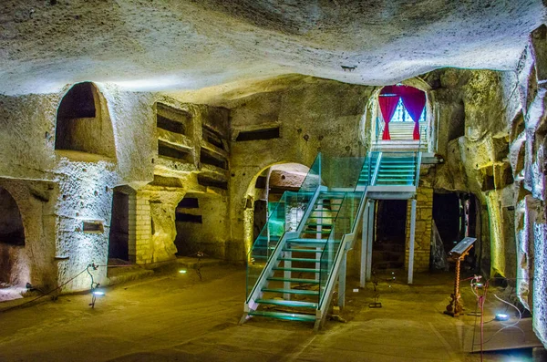 View Interior Famous Tourist Attraction Naples Catacombs Saint Gennaro — Stockfoto