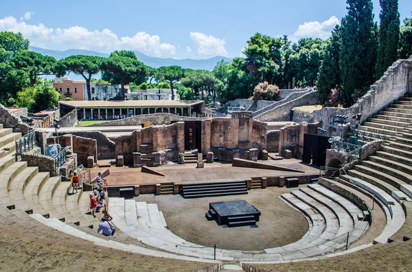 Προβολή Του Την Καταστροφή Του Αμφιθεάτρου Θέατρο Ιταλική Πομπηία — Φωτογραφία Αρχείου