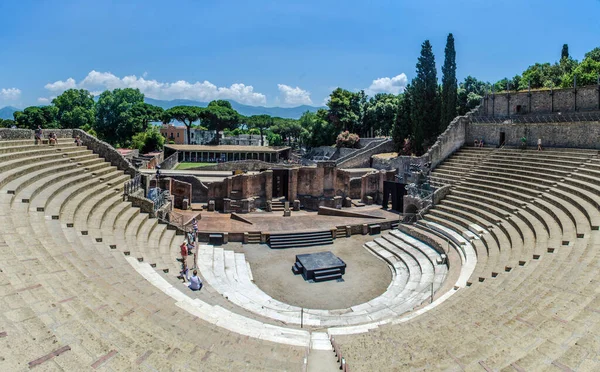 Vista Ruína Anfiteatro Teatro Pompeia Italiana — Fotografia de Stock