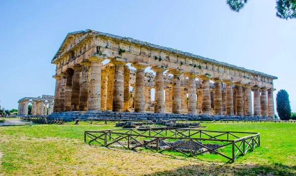 Veduta Dettagliata Del Tempio Nettuno Situato Antico Complesso Rovine Paestum — Foto Stock