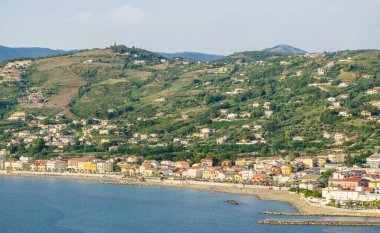 Agropoli, İtalya sahilinin havadan görünümü