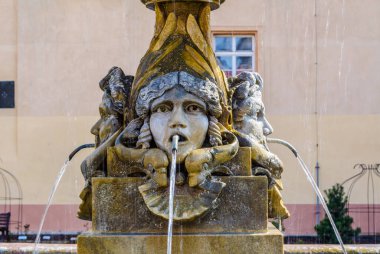 detail of a fountain situated on the main courtyard of podebrady chateau in czech republic.