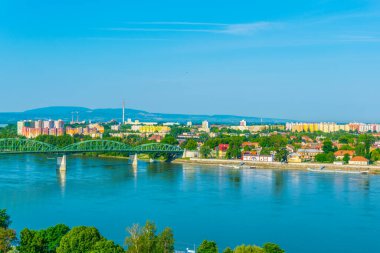 Slovakya şehri Sturovo 'nun hava manzarası