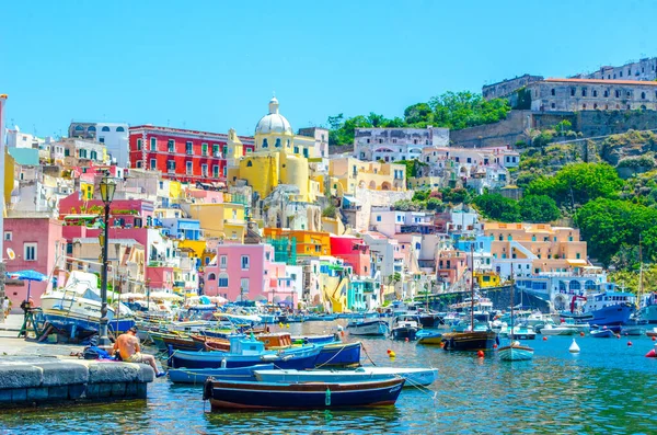 Ilha Italiana Procida Famosa Por Sua Marina Colorida Pequenas Ruas — Fotografia de Stock