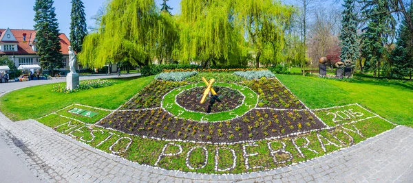 Flower Clock One Most Important Symbols Czech Town Podebrady — Stock Photo, Image