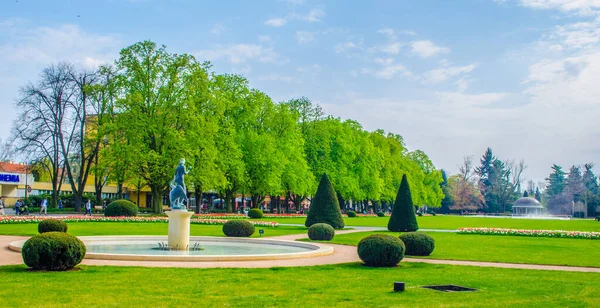 Czech City Podebrady 'deki ünlü kolonada sokağı tren istasyonunu şehir merkezine bağlar ve bir tarafındaki güzel park ve diğer taraftaki tarihi spa binaları ile dekore edilir..