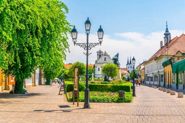 People Walking Square Marcius Hungarian City Vac — Stock Photo, Image