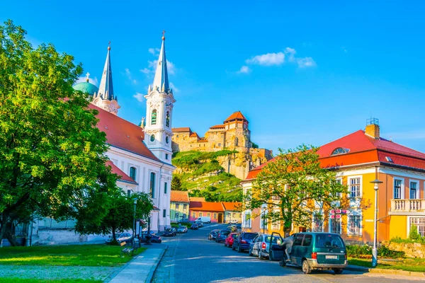 Narrow Street Hungarian City Esztergom Church Saint Ignac Basilica Top — Stock Photo, Image