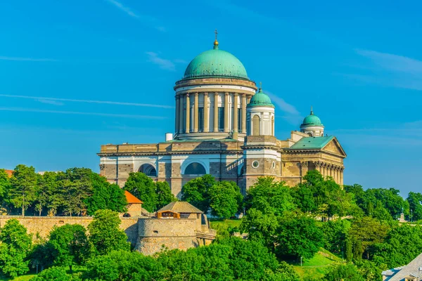 Macaristan 'ın ünlü esztergom bazilikasının havadan görünüşü