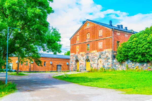 Red Brick Houses Suomenlinna Archipelago Finland — Zdjęcie stockowe