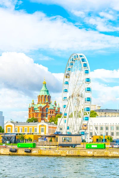View Port Helsinki Ferris Wheel Uspenski Cathedral Background Finland — Stockfoto