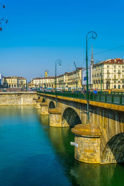 Ponte Vittorio Emanuele Bridge River Cityscape Torino Ιταλία — Φωτογραφία Αρχείου