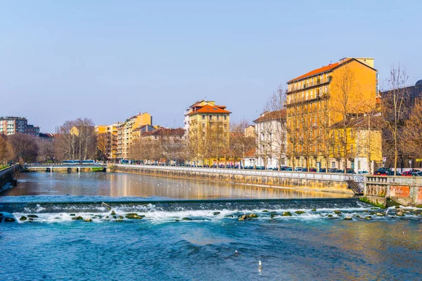 Historical Buildings Stretched Riverside Dora Riparia River Italian City Torino —  Fotos de Stock