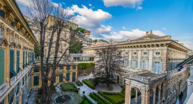Strada Nuova 'nın saraylarından birinin bahçesi - Cenova, İtalya' daki Doria Tursi Sarayı