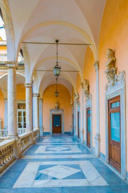 Arcade of one of the palaces of strada nuova - doria tursi palace in Genoa, Italy clipart