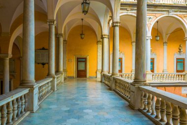 Arcade of one of the palaces of strada nuova - doria tursi palace in Genoa, Italy clipart