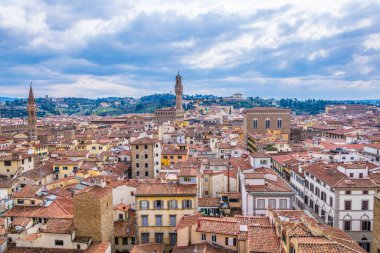 İtalya 'nın Floransa kentindeki Palazzo Vecchio' nun havadan görünüşü