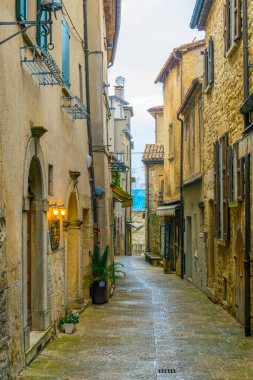 view of a narrow street in the historical center of San Marino