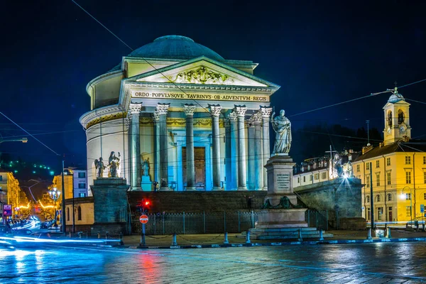 Gran Madre Dio Church Turin Night — Stock fotografie