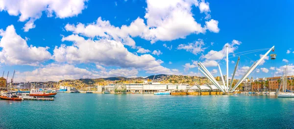 Panoramatic View Port Genoa — Zdjęcie stockowe