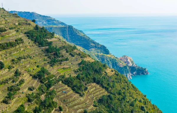 Talya Daki Cinque Terre Ulusal Parkı Nın Kıyı Şeridi Manzarası — Stok fotoğraf