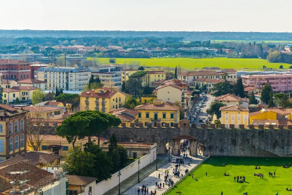 Vista Aérea Cidade Italiana Pisa Tomada Topo Torre Inclinada — Fotografia de Stock