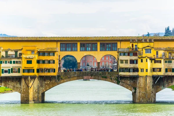 Ponte Vecchio Italian City Florence Cloudy Day — Stock fotografie