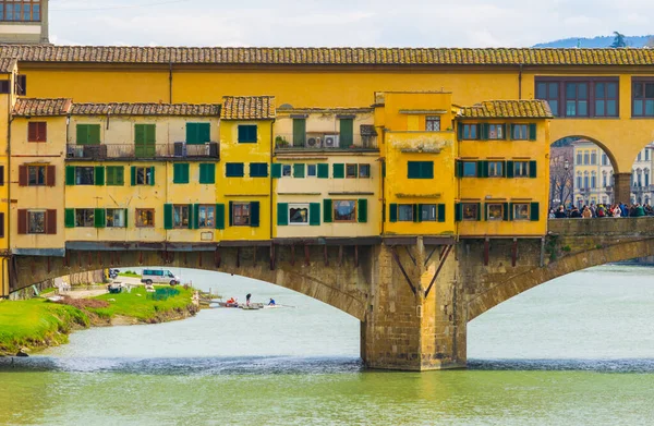 Λεπτομέρεια Πολύχρωμα Σπίτια Στη Γέφυρα Ponte Vecchio Στην Ιταλική Πόλη — Φωτογραφία Αρχείου