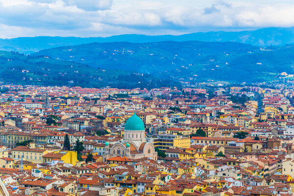 Aerial view of a residential quarter of the italian city florence