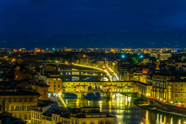 Aerial View Ponte Vecchio Italian City Florence Sunset — Foto Stock