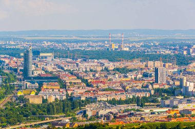 Viyana 'daki Handelskai ofis bölgesinin havadan görüntüsü