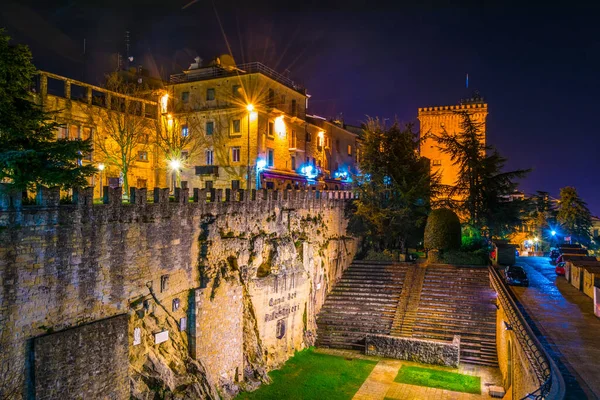 Night view of an open air theater cava die balestieri in San Marino