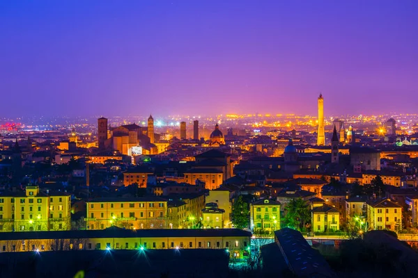 Natt Antenn Utsikt Över Den Italienska Staden Bologna — Stockfoto