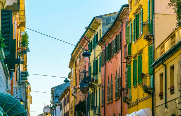 View Colorful Facades Houses Italian City Verona — Stock Fotó