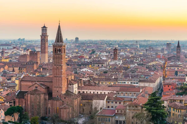 Повітряний Вид Італійське Місто Верона Під Час Заходу Сонця Тому — стокове фото