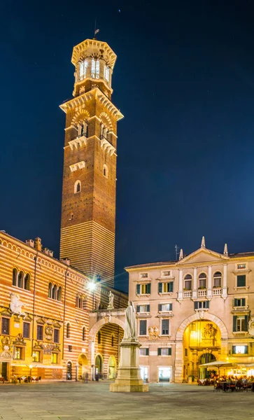 Night View Piazza Die Signori Dominated Torre Die Lamberti Italian — Stock Photo, Image