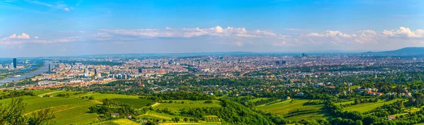 Panoramisch Uitzicht Uitzicht Vanaf Kahlenberg Heuvel Oostenrijk — Stockfoto